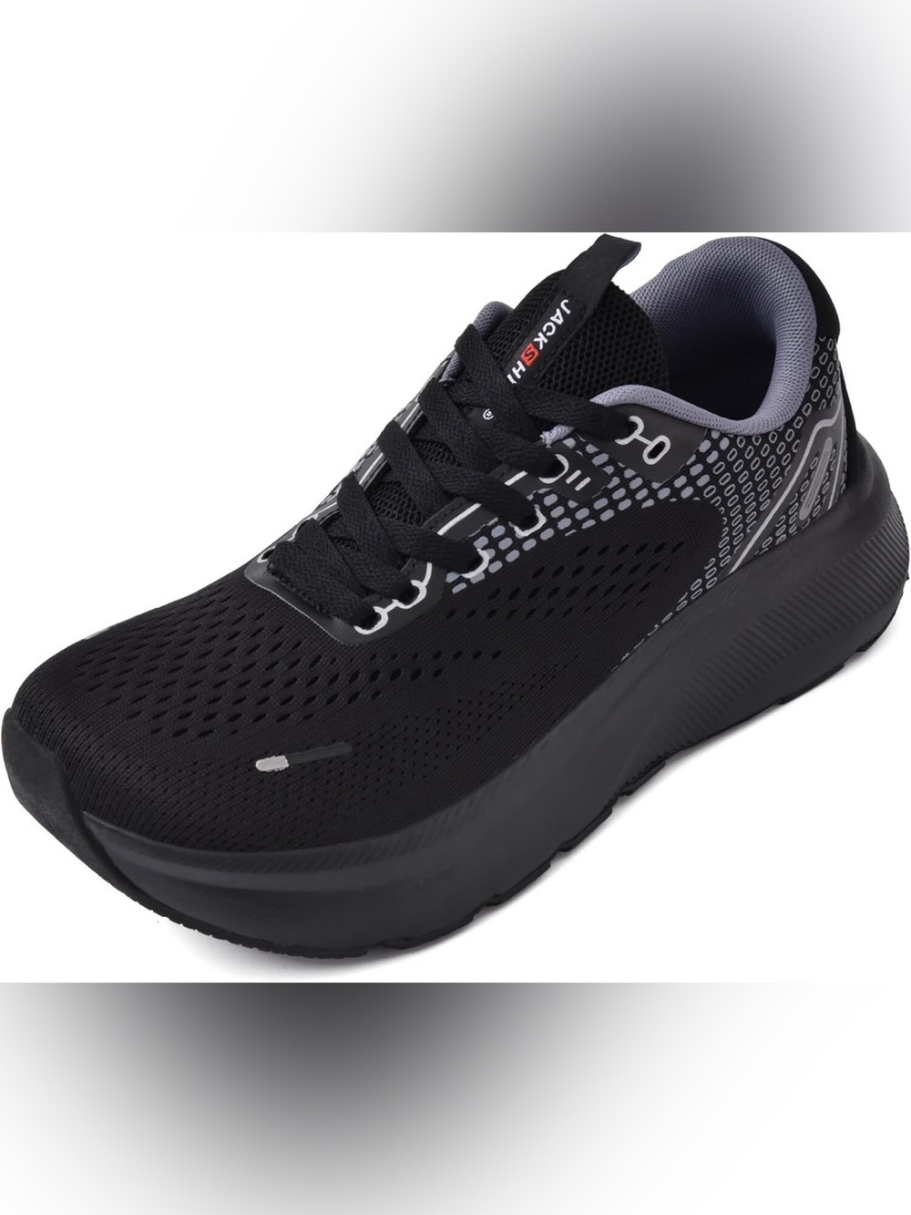 JACKSHIBO Wide Toe Box Shoes Men Arch Support Zero Drop Black Sneakers size 7W
